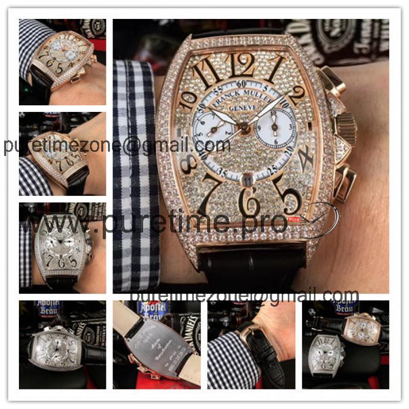 Replica Collection A21j Automatic Movement Mens Watch Diamonds Dial Leather Strap E07