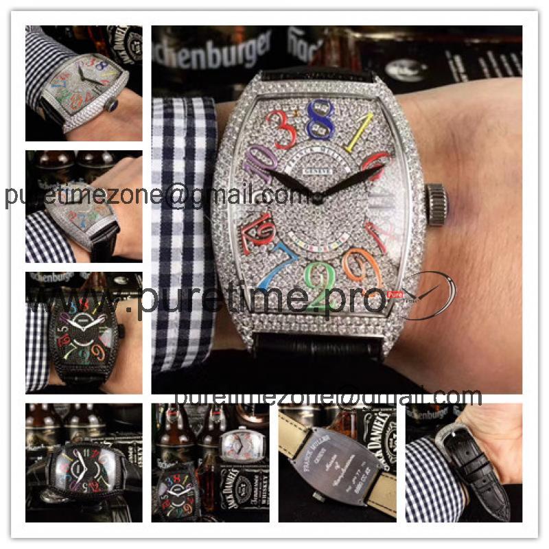 Replica Collection A21j Automatic Movement Mens Watch Diamonds Dial Leather Strap A E08