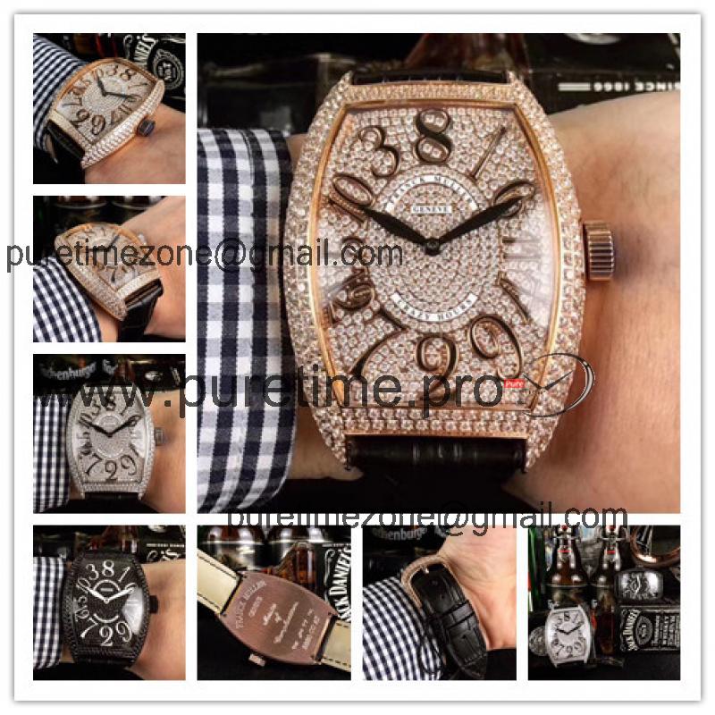 Replica Collection A21j Automatic Movement Mens Watch Diamonds Dial Leather Strap B E08