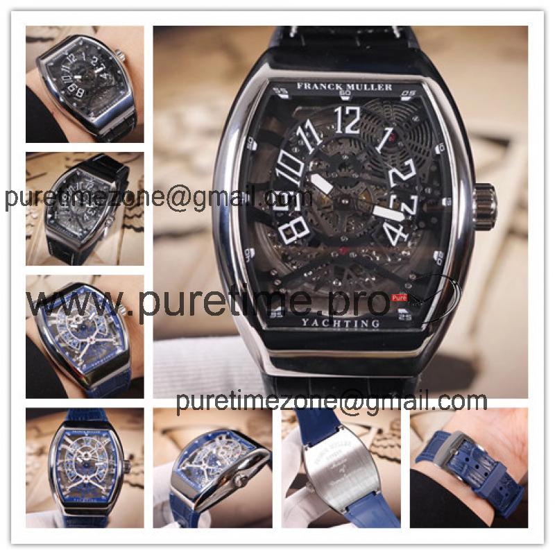 Replica Yachting A21j Automatic Movement Mens Watch Skeleton Dial Leather Strap E31