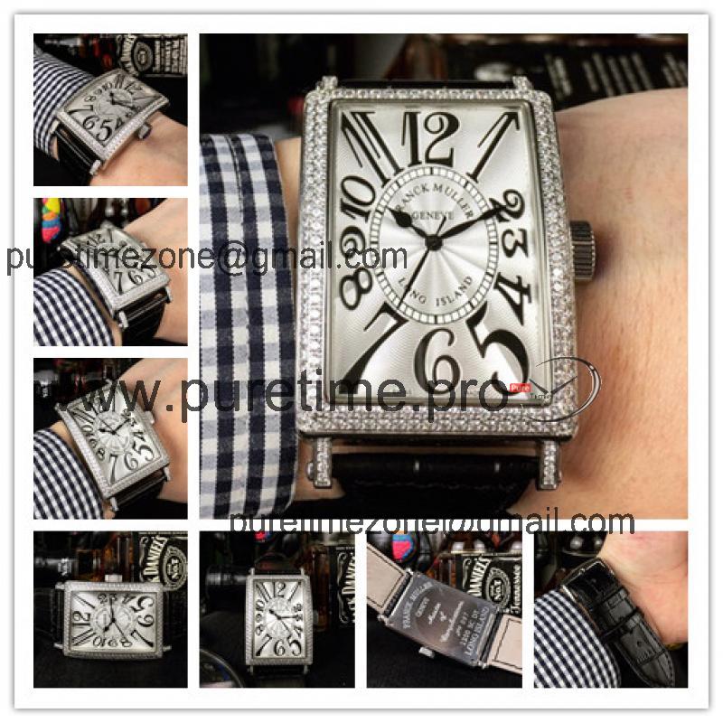 Replica Ladies'collection A21j Automatic Movement Mens Watch Silver Dial Diamonds Case Leather Strap E33