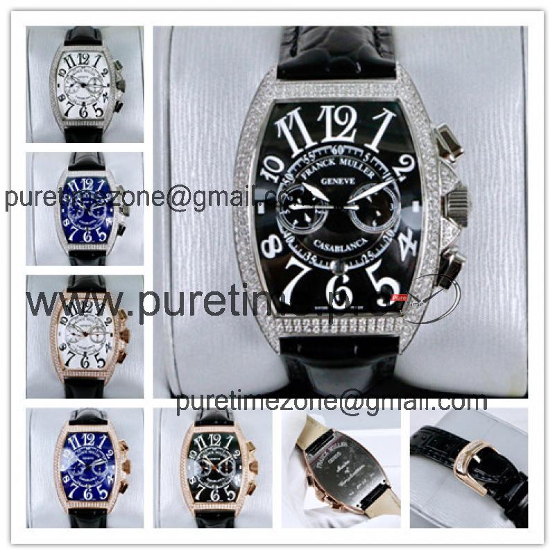 Replica Grand Complication A21j Automatic Movement Mens Watch Black Dial Diamonds Case Leather Strap E37