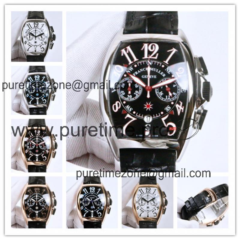 Replica Grand Complication Japan Quartz Chronograph Movement Mens Watch Black Dial Leather Strap E42