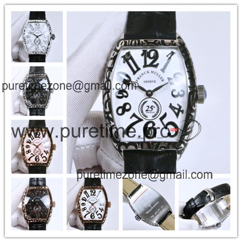 Replica Models A21j Automatic Movement Mens Watch White Dial Engraving Case Leather Strap E43