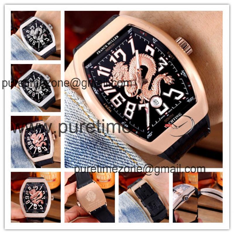 Replica Dragon King A21j Automatic Movement Mens Watch Black Dial Leather Strap E48