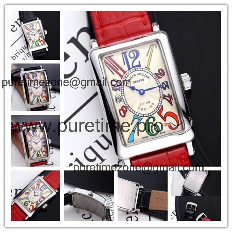 Replica Long Island Swiss Quartz Movement Womens Watch Creamy-White Dial Leather Strap E52