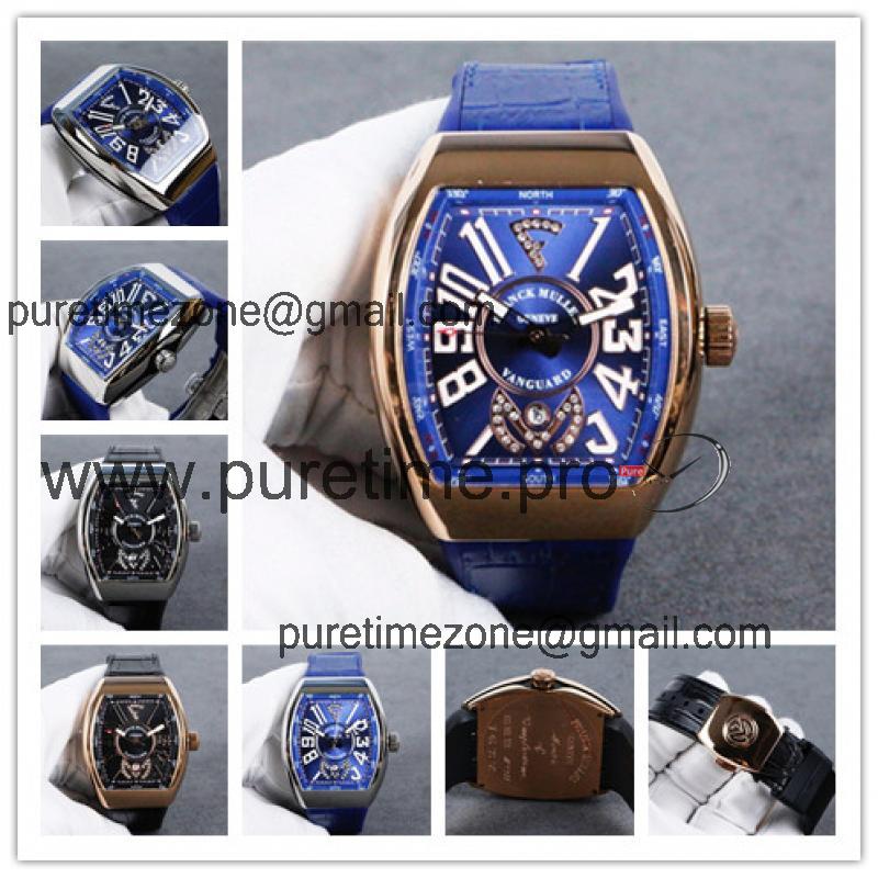 Replica Vanguard A21j Automatic Movement Mens Watch Blue Dial Leather Strap E98