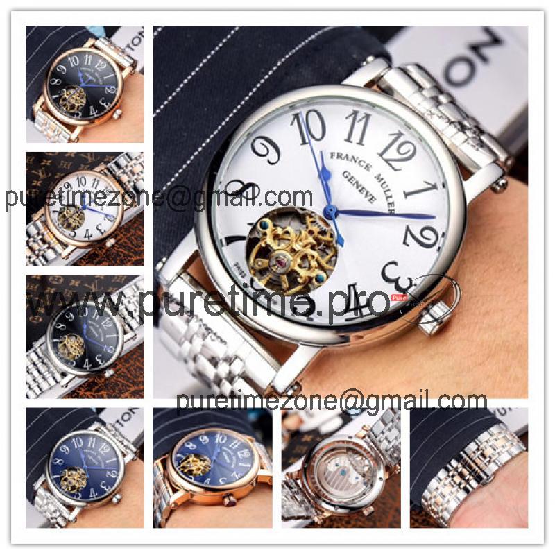 Replica Giga Tourbillon A21j Automatic Movement Mens Watch White Tourbillon Dial Stainless Steel E111