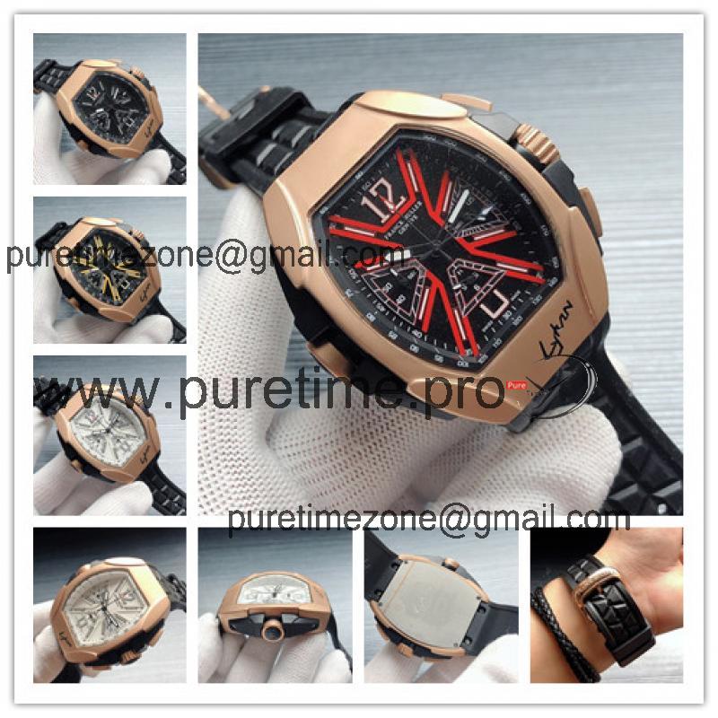 Replica The Conquistador Line Japan VK Quartz Chronograph Mens Watch Black Dial Rubber Strap C E112