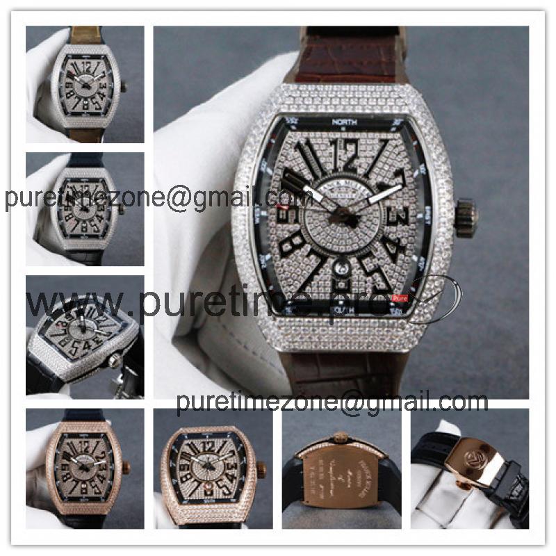 Replica Vanguard A21j Automatic Movement Mens Watch Full Diamonds Dial Full Diamonds Case Nylon Strap E127