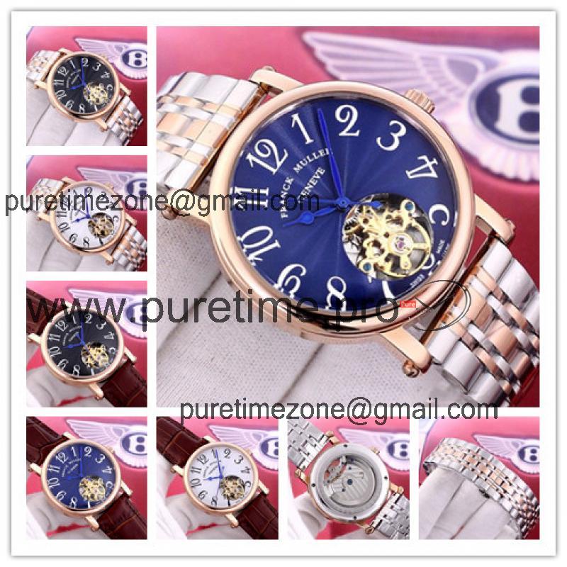 Replica Giga Tourbillon A21j Automatic Movement Mens Watch Blue Tourbillon Dial Two Tone Rose Gold C E134