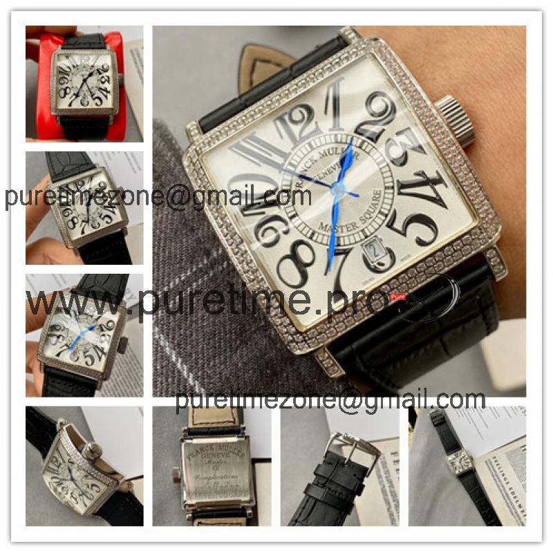 Replica Ladies'collection A21j Automatic Movement Womens Watch White Dial Diamonds Case Leather Strap E162