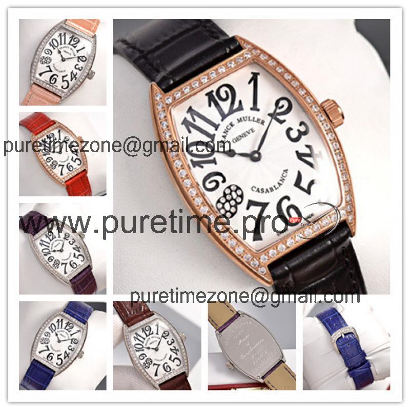 Replica Vanguard Swiss Quartz Movement Womens Watch Diamonds Number White Dial Leather Strap E171