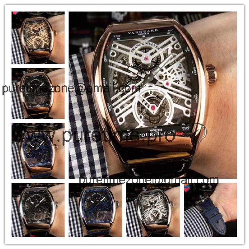 Replica Vanguard A21j Automatic Movement Mens Watch Skeleton Dial Leather Strap E187