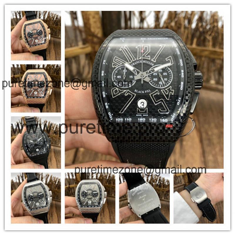 Replica Vanguard Japan Quartz Chronograph Movement Mens Watch Black Dial Leather Strap E197