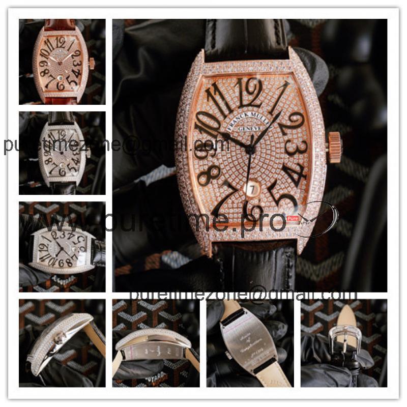 Replica Vanguard Japan Miyota 8215 Automatic Mens Watch Diamonds Dial Diamonds Case Leather Strap E226