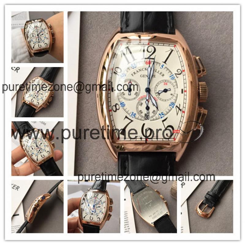 Replica Collection Japan Quartz Chronograph Movement Mens Watch White Dial Leather Strap G16