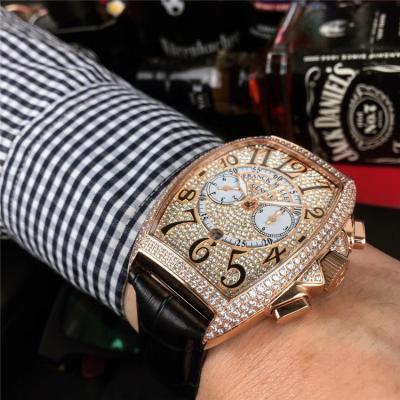 Replica Collection A21j Automatic Movement Mens Watch Diamonds Dial Leather Strap E07