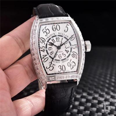 Replica Vanguard Japan Miyota 8215 Automatic Movement Mens Watch White Dial Diamonds Case Leather Strap E20