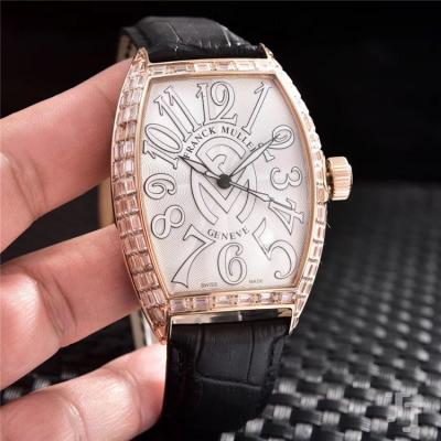 Replica Vanguard Japan Miyota 8215 Automatic Movement Mens Watch White Dial Diamonds Case Leather Strap E20