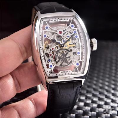 Replica Vanguard A21j Automatic Movement Mens Watch Skeleton Dial Diamonds Case Leather Strap A E22