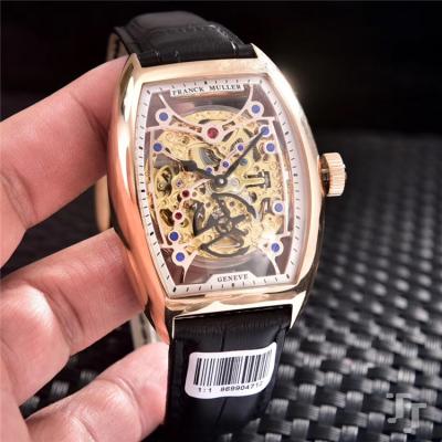 Replica Vanguard A21j Automatic Movement Mens Watch Skeleton Dial Diamonds Case Leather Strap B E22