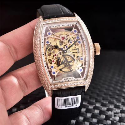 Replica Vanguard A21j Automatic Movement Mens Watch Skeleton Dial Diamonds Case Leather Strap B E22