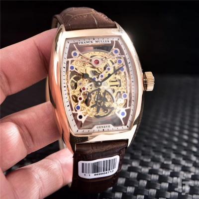 Replica Vanguard A21j Automatic Movement Mens Watch Skeleton Dial Diamonds Case Leather Strap B E22