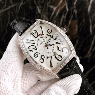 Replica Models A21j Automatic Movement Mens Watch White Dial Diamonds Case Leather Strap E23