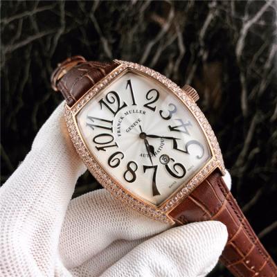 Replica Models A21j Automatic Movement Mens Watch White Dial Diamonds Case Leather Strap E23