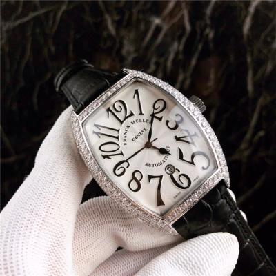 Replica Models A21j Automatic Movement Mens Watch White Dial Diamonds Case Leather Strap E23