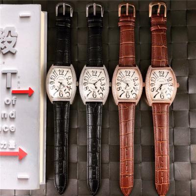 Replica Models A21j Automatic Movement Mens Watch White Dial Diamonds Case Leather Strap E23