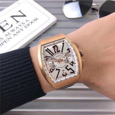 Replica Collection Japan Quartz Chronograph Movement Mens Watch Silver Dial Leather Strap E29