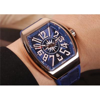 Replica Vanguard A21j Automatic Movement Mens Watch Blue Dial Leather Strap E30