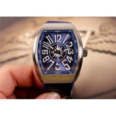 Replica Vanguard A21j Automatic Movement Mens Watch Blue Dial Leather Strap E30