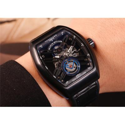 Replica Giga Tourbillon A21j Automatic Movement Mens Watch Skeleton Dial Leather Strap E32