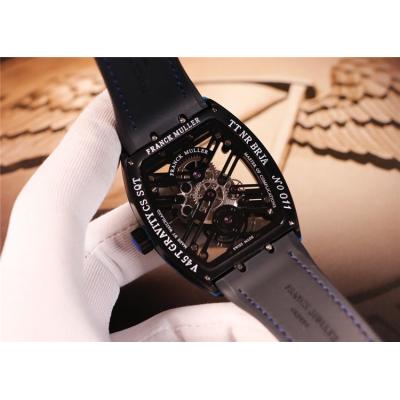 Replica Giga Tourbillon A21j Automatic Movement Mens Watch Skeleton Dial Leather Strap E32