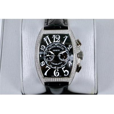 Replica Grand Complication A21j Automatic Movement Mens Watch Black Dial Diamonds Case Leather Strap E37