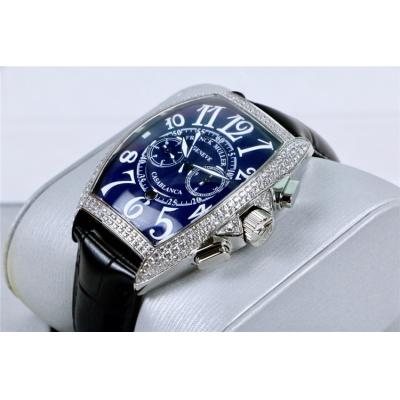 Replica Grand Complication A21j Automatic Movement Mens Watch Black Dial Diamonds Case Leather Strap E37