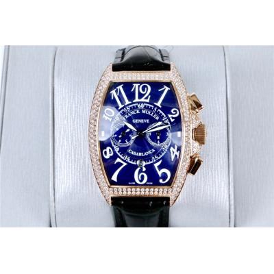 Replica Grand Complication A21j Automatic Movement Mens Watch Black Dial Diamonds Case Leather Strap E37