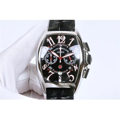 Replica Grand Complication Japan Quartz Chronograph Movement Mens Watch Black Dial Leather Strap E42