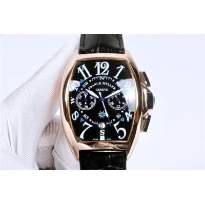 Replica Grand Complication Japan Quartz Chronograph Movement Mens Watch Black Dial Leather Strap E42