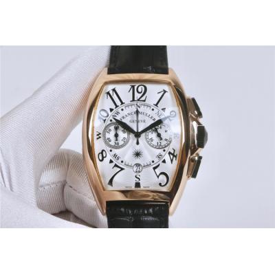 Replica Grand Complication Japan Quartz Chronograph Movement Mens Watch Black Dial Leather Strap E42