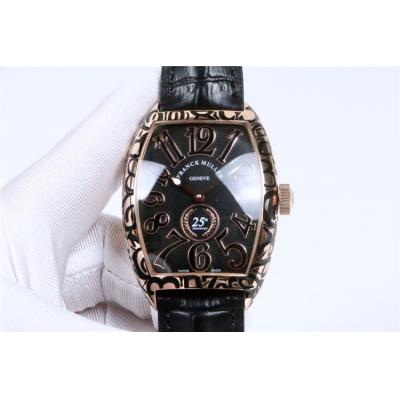 Replica Models A21j Automatic Movement Mens Watch White Dial Engraving Case Leather Strap E43