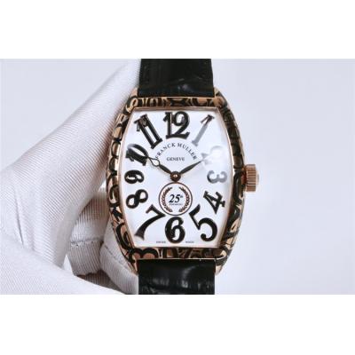 Replica Models A21j Automatic Movement Mens Watch White Dial Engraving Case Leather Strap E43