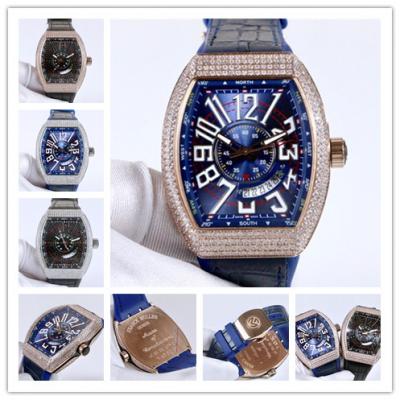 Replica Yachting A21j Automatic Movement Mens Watch Blue Dial Diamonds Case Leather Strap E45