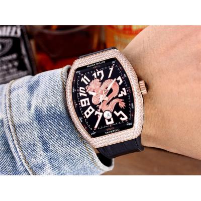 Replica Dragon King A21j Automatic Movement Mens Watch Black Dial Leather Strap E48