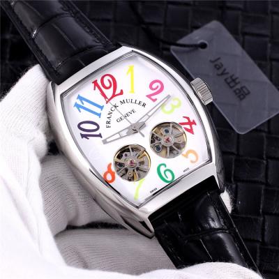 Replica Vanguard A21j Automatic Movement Mens Watch White Double tourbillon Dial Leather Strap E50