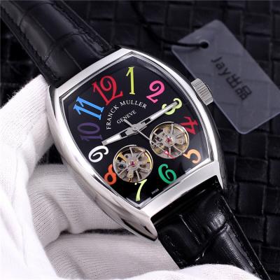 Replica Vanguard A21j Automatic Movement Mens Watch White Double tourbillon Dial Leather Strap E50