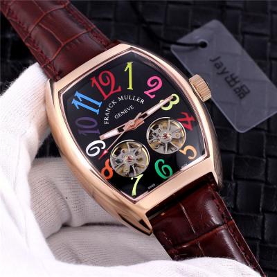 Replica Vanguard A21j Automatic Movement Mens Watch White Double tourbillon Dial Leather Strap E50